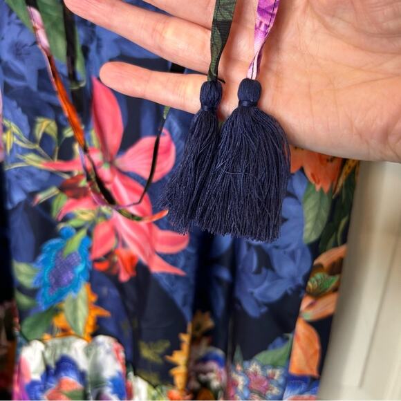 Johnny Was Neon Jungle Mix Tiered Floral Maxi Dress Cotton Silk Size Medium NWT - Picture 8 of 10